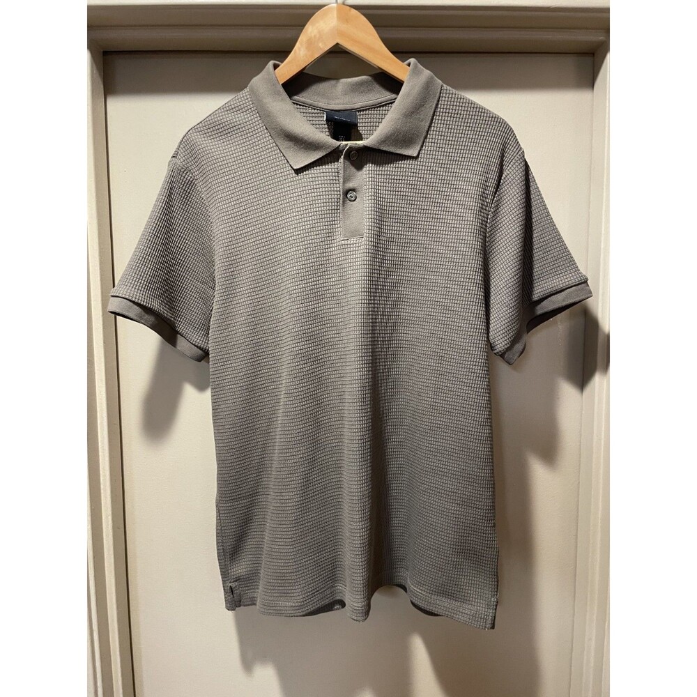 H&M slim fit waffle knit polo shirt brown size L